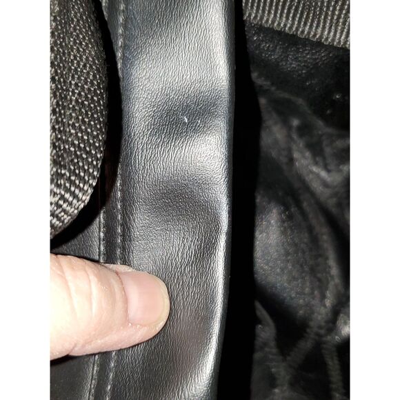 A Genuine Leather Backpack School Hiking Knapsack Black Adjustable As-Is - Picture 10 of 14